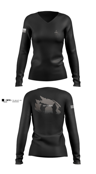 Women's Long Sleeve Vneck Shirt, ghost, Army, Teamtime, Team time, sublimation, custom sports apparel, team uniforms, spirit wear, spiritwear, sports uniforms, custom shirts, team store, custom team store, fundraiser sports, apparel fundraiser