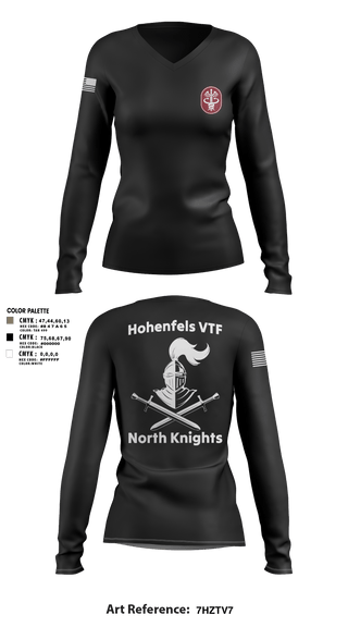 Women's Long Sleeve Vneck Shirt, Hohenfels VTF, Army, Teamtime, Team time, sublimation, custom sports apparel, team uniforms, spirit wear, spiritwear, sports uniforms, custom shirts, team store, custom team store, fundraiser sports, apparel fundraiser
