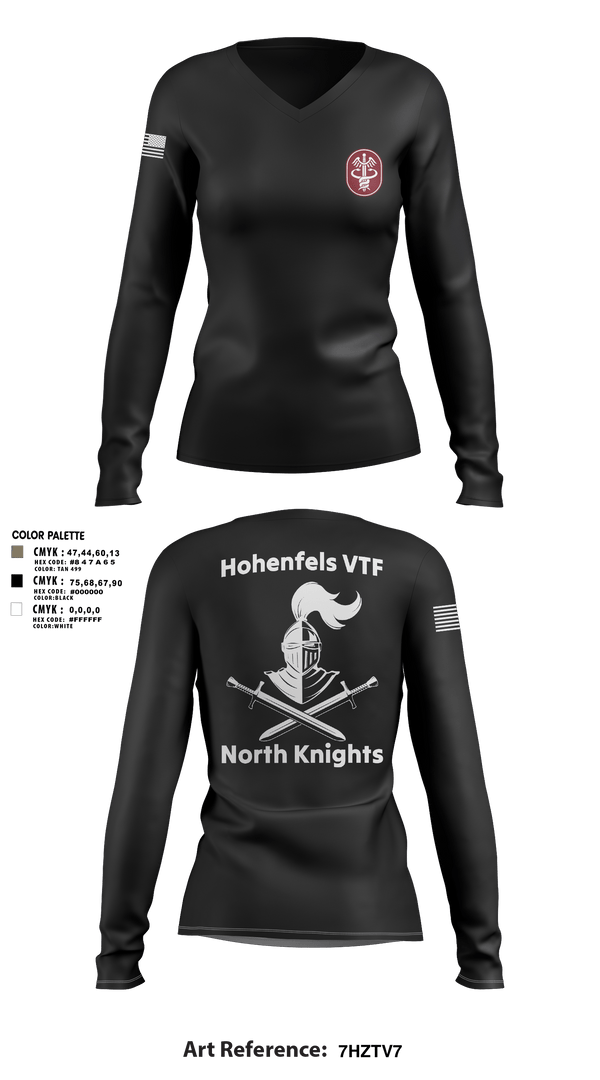 Women's Long Sleeve Vneck Shirt, Hohenfels VTF, Army, Teamtime, Team time, sublimation, custom sports apparel, team uniforms, spirit wear, spiritwear, sports uniforms, custom shirts, team store, custom team store, fundraiser sports, apparel fundraiser