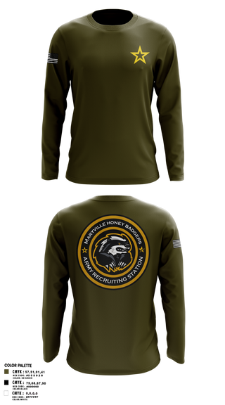 Long Sleeve Performance Shirt, Maryville Honeybadger, Army, Teamtime, Team time, sublimation, custom sports apparel, team uniforms, spirit wear, spiritwear, sports uniforms, custom shirts, team store, custom team store, fundraiser sports, apparel fundraiser