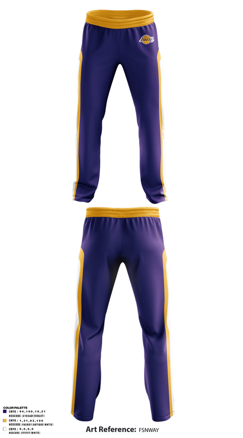 Sweatpants, Los angles lakers, Men's Basketball, Teamtime, Team time, sublimation, custom sports apparel, team uniforms, spirit wear, spiritwear, sports uniforms, custom shirts, team store, custom team store, fundraiser sports, apparel fundraiser