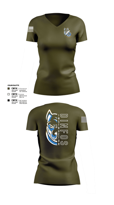 DINFOS (Defense Information School) 29284303 Women's Short Sleeve V-neck Shirt - 3