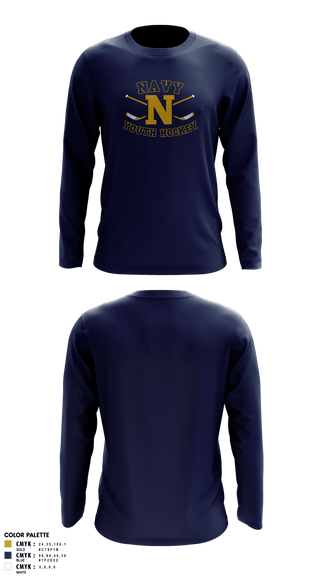 Long Sleeve Performance Shirt, Navy Youth Hockey, Ice Hockey, Teamtime, Team time, sublimation, custom sports apparel, team uniforms, spirit wear, spiritwear, sports uniforms, custom shirts, team store, custom team store, fundraiser sports, apparel fundraiser