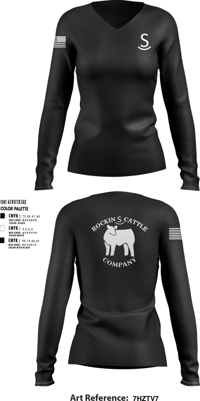 Rockin S cattle Co.Rockin S cattle Co. 9741503 Women's Long Sleeve V-neck Shirt - 1