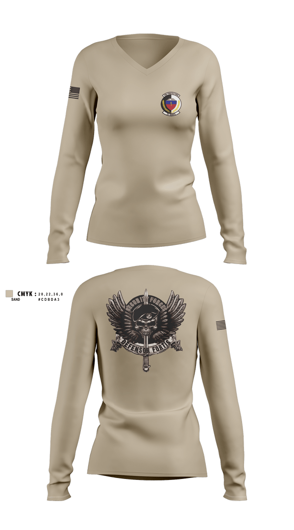 Women's Long Sleeve Vneck Shirt, 27 SOSFS, Air Force, Teamtime, Team time, sublimation, custom sports apparel, team uniforms, spirit wear, spiritwear, sports uniforms, custom shirts, team store, custom team store, fundraiser sports, apparel fundraiser