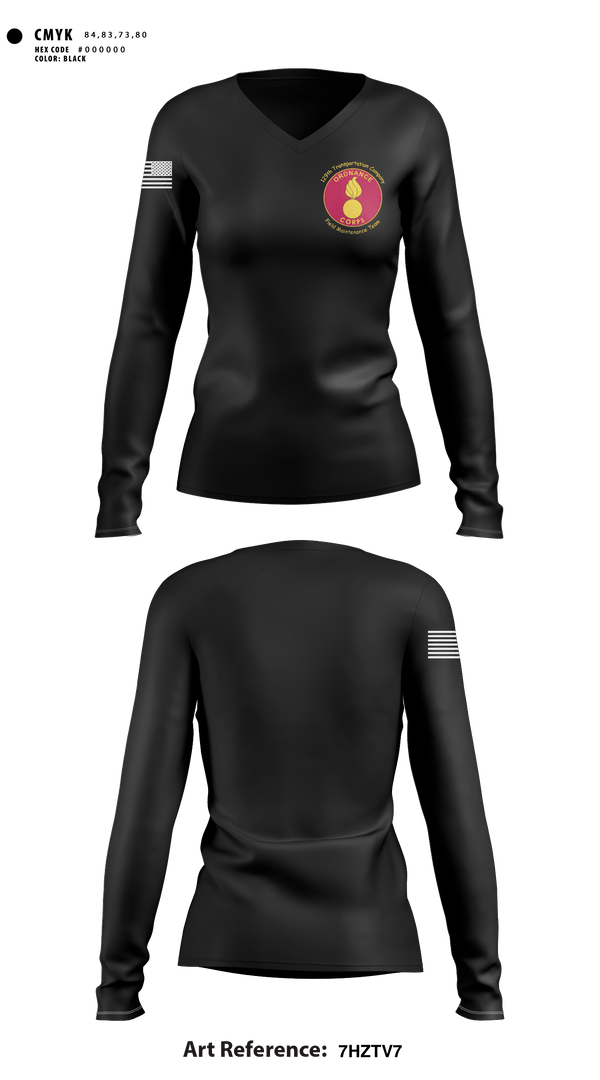 Women's Long Sleeve Vneck Shirt, 129th Heavy Transport Company129 TC CO, Army, Teamtime, Team time, sublimation, custom sports apparel, team uniforms, spirit wear, spiritwear, sports uniforms, custom shirts, team store, custom team store, fundraiser sports, apparel fundraiser