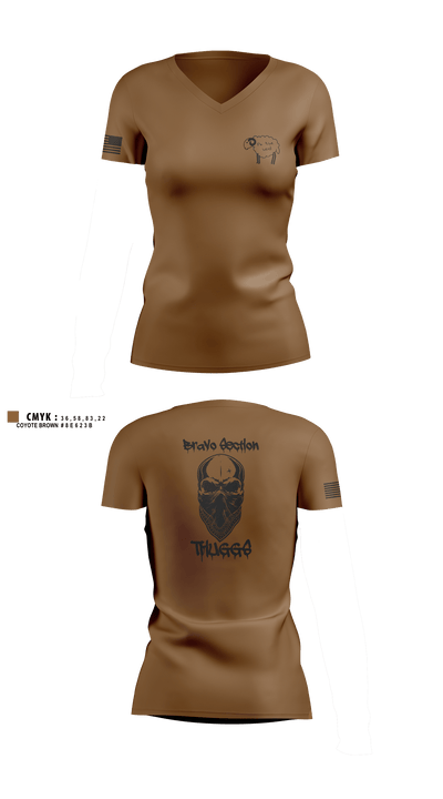 Delta Company 1-114th Infantry 53966705 Women's Short Sleeve V-neck Shirt - 2