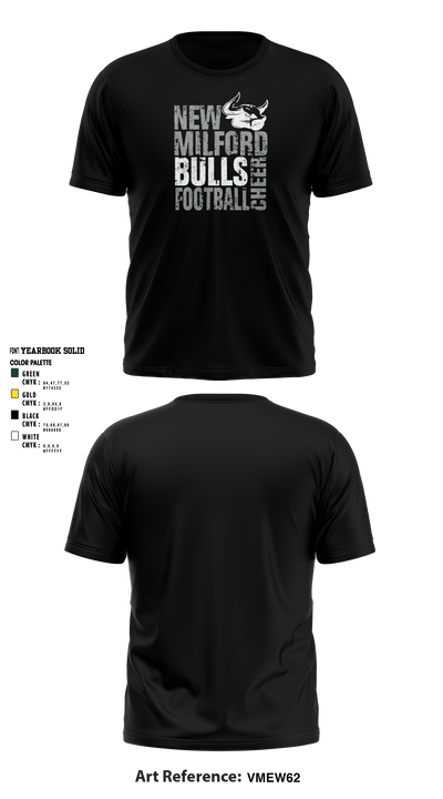 New Milford Bulls Football And Cheerleading 19489077 Short Sleeve Performance Shirt - 15