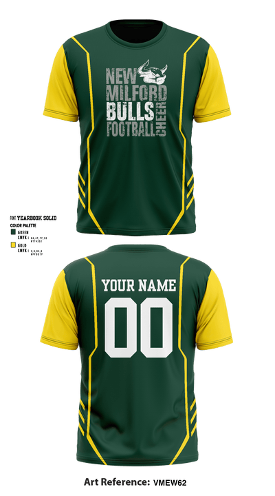 New Milford Bulls Football And Cheerleading 19489077 Short Sleeve Performance Shirt - 7