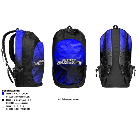 Gear Bag, Stockton Storm Cyclones, Women's Soccer, Teamtime, Team time, sublimation, custom sports apparel, team uniforms, spirit wear, spiritwear, sports uniforms, custom shirts, team store, custom team store, fundraiser sports, apparel fundraiser