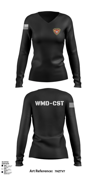 Women's Long Sleeve Vneck Shirt, 2nd WMD CST, Army, Teamtime, Team time, sublimation, custom sports apparel, team uniforms, spirit wear, spiritwear, sports uniforms, custom shirts, team store, custom team store, fundraiser sports, apparel fundraiser