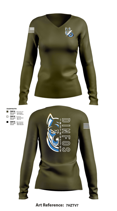 DINFOS (Defense Information School) 29284303 Women's Long Sleeve V-neck Shirt - 3