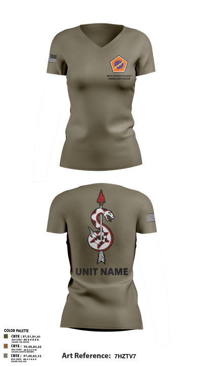 98th Expeditionary Signal Battalion 25845475 Women's Short Sleeve V-neck Shirt - 96