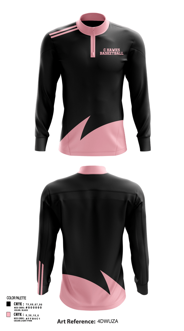 Quarter Zip Jacket, C hawks, Men's Basketball, Teamtime, Team time, sublimation, custom sports apparel, team uniforms, spirit wear, spiritwear, sports uniforms, custom shirts, team store, custom team store, fundraiser sports, apparel fundraiser