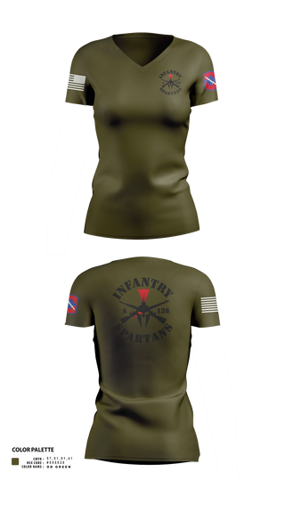 Women's Short Sleeve Vneck Shirt, Alpha Company 1-138th Infantry Regiment, , Teamtime, Team time, sublimation, custom sports apparel, team uniforms, spirit wear, spiritwear, sports uniforms, custom shirts, team store, custom team store, fundraiser sports, apparel fundraiser