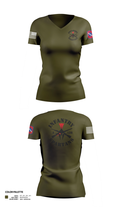 Alpha Company 1-138th Infantry Regiment 86891833 Women's Short Sleeve V-neck Shirt - 201