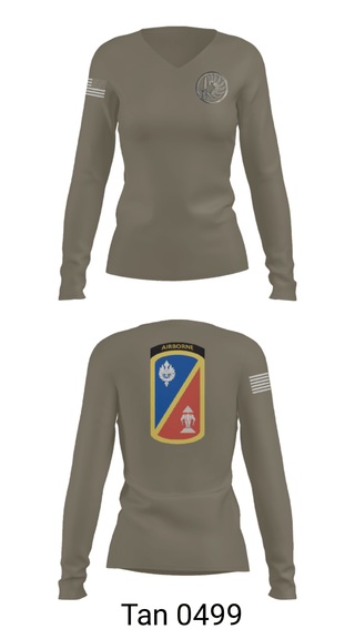 Women's Long Sleeve Vneck Shirt, 1st Det. Royal Lao Airborne, Army, Teamtime, Team time, sublimation, custom sports apparel, team uniforms, spirit wear, spiritwear, sports uniforms, custom shirts, team store, custom team store, fundraiser sports, apparel fundraiser
