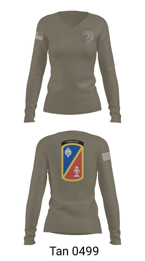Women's Long Sleeve Vneck Shirt, 1st Det. Royal Lao Airborne, Army, Teamtime, Team time, sublimation, custom sports apparel, team uniforms, spirit wear, spiritwear, sports uniforms, custom shirts, team store, custom team store, fundraiser sports, apparel fundraiser