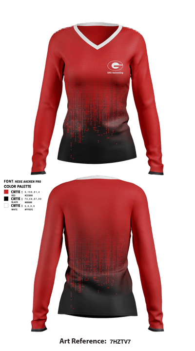 GHS Swimming 54822896 Women's Long Sleeve V-neck Shirt - 3