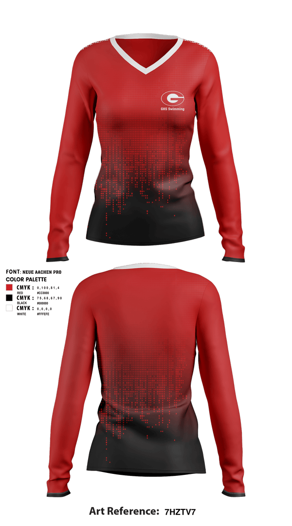 Women's Long Sleeve Vneck Shirt, Greenville Senior High School Swimming, Swimming, Teamtime, Team time, sublimation, custom sports apparel, team uniforms, spirit wear, spiritwear, sports uniforms, custom shirts, team store, custom team store, fundraiser sports, apparel fundraiser