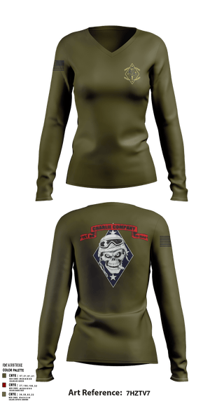 Women's Long Sleeve Vneck Shirt, 1st Batallion 4th Marines, , Teamtime, Team time, sublimation, custom sports apparel, team uniforms, spirit wear, spiritwear, sports uniforms, custom shirts, team store, custom team store, fundraiser sports, apparel fundraiser