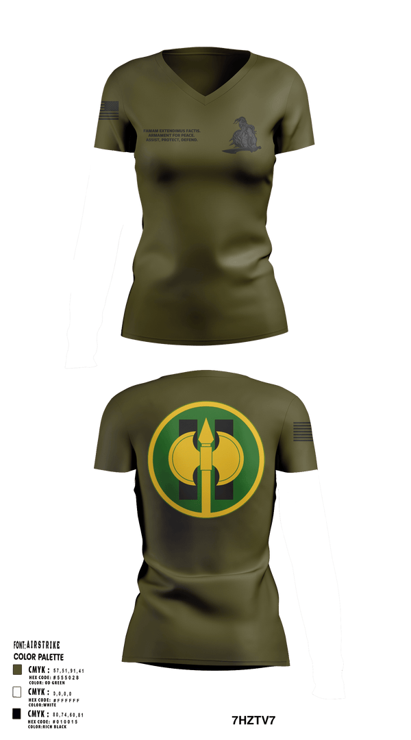 Women's Short Sleeve Vneck Shirt, 11th Military Police Brigade HHC, Army, Teamtime, Team time, sublimation, custom sports apparel, team uniforms, spirit wear, spiritwear, sports uniforms, custom shirts, team store, custom team store, fundraiser sports, apparel fundraiser