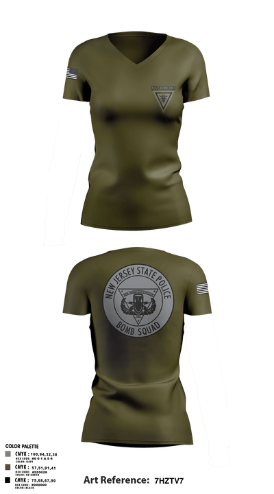 NJSP BOMB UNIT 44514852 Women's Short Sleeve V-neck Shirt - 192