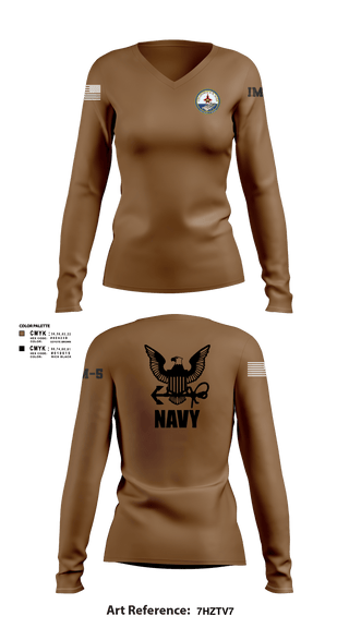 Women's Long Sleeve Vneck Shirt, Cvn 77 IM-5, Navy, Teamtime, Team time, sublimation, custom sports apparel, team uniforms, spirit wear, spiritwear, sports uniforms, custom shirts, team store, custom team store, fundraiser sports, apparel fundraiser
