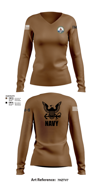 Cvn 77 IM-5 93310864 Women's Long Sleeve V-neck Shirt - 101
