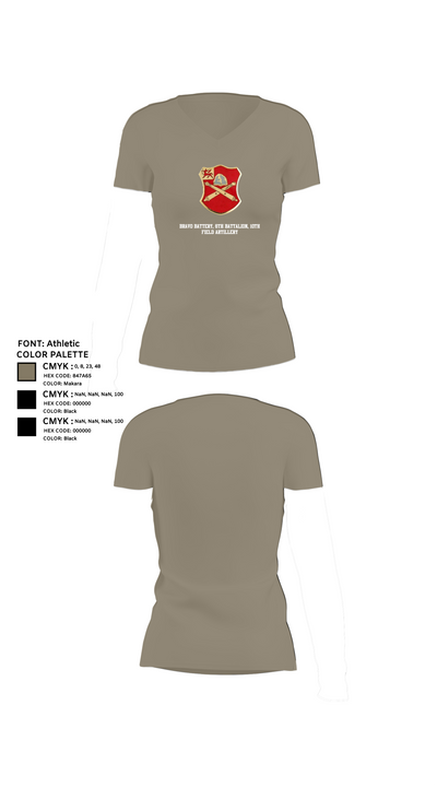 Bravo Battery, 6th Battalion, 10th Field Artillery 85654771 Women's Short Sleeve V-neck Shirt - 64