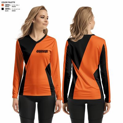 Orange 12763920 Women's Long Sleeve V-neck Shirt - 2