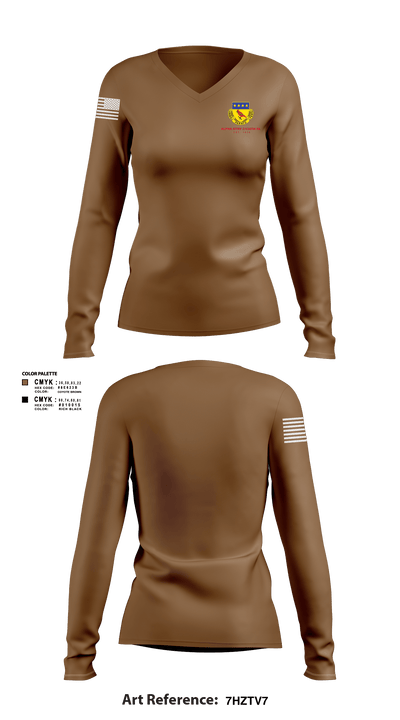 Alpha BTRY 2/138th FA 84014015 Women's Long Sleeve V-neck Shirt - 101