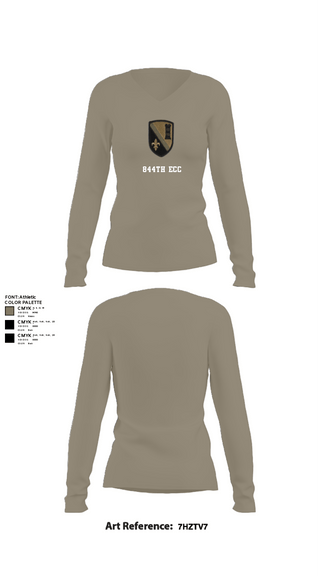 Women's Long Sleeve Vneck Shirt, 844th ECC, National Guard, Teamtime, Team time, sublimation, custom sports apparel, team uniforms, spirit wear, spiritwear, sports uniforms, custom shirts, team store, custom team store, fundraiser sports, apparel fundraiser