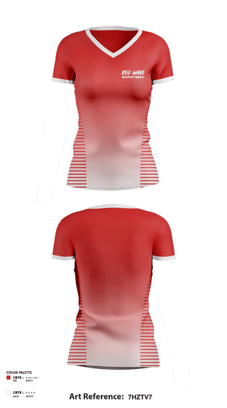Women's Long Sleeve Vneck Shirt, Red wave, Women's Basketball, Teamtime, Team time, sublimation, custom sports apparel, team uniforms, spirit wear, spiritwear, sports uniforms, custom shirts, team store, custom team store, fundraiser sports, apparel fundraiser