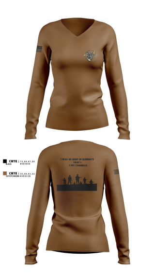 Women's Long Sleeve Vneck Shirt, Eco 2/160th SOAR (Abn), Army, Teamtime, Team time, sublimation, custom sports apparel, team uniforms, spirit wear, spiritwear, sports uniforms, custom shirts, team store, custom team store, fundraiser sports, apparel fundraiser