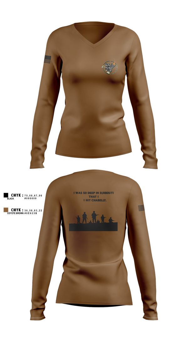 Women's Long Sleeve Vneck Shirt, Eco 2/160th SOAR (Abn), Army, Teamtime, Team time, sublimation, custom sports apparel, team uniforms, spirit wear, spiritwear, sports uniforms, custom shirts, team store, custom team store, fundraiser sports, apparel fundraiser