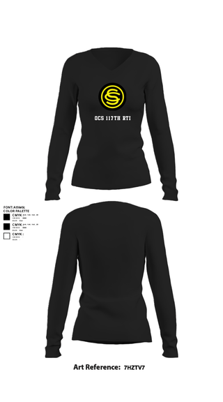 Women's Long Sleeve Vneck Shirt, OCS 117th RTI, National Guard, Teamtime, Team time, sublimation, custom sports apparel, team uniforms, spirit wear, spiritwear, sports uniforms, custom shirts, team store, custom team store, fundraiser sports, apparel fundraiser