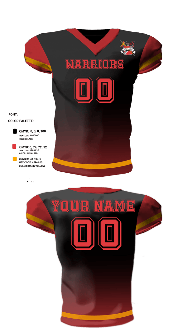 Football Jersey, Warriors, Football, Teamtime, Team time, sublimation, custom sports apparel, team uniforms, spirit wear, spiritwear, sports uniforms, custom shirts, team store, custom team store, fundraiser sports, apparel fundraiser