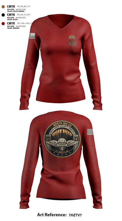 824th QM CO (CADC-A) 69842964 Women's Long Sleeve V-neck Shirt - 3 (2)