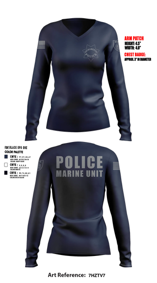 Sacramento Police Marine Unit Women's Long Sleeve V-neck Shirt - 5