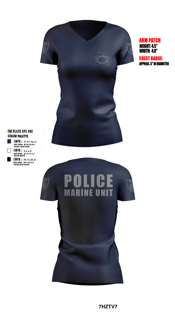 Sacramento Police Marine Unit Women's Short Sleeve V-neck Shirt - 5