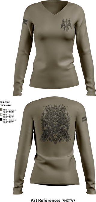 Women's Long Sleeve Vneck Shirt, Wardogs, Army, Teamtime, Team time, sublimation, custom sports apparel, team uniforms, spirit wear, spiritwear, sports uniforms, custom shirts, team store, custom team store, fundraiser sports, apparel fundraiser