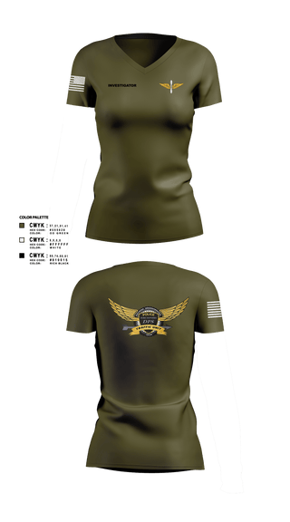 Women's Short Sleeve Vneck Shirt, Investigator, Army, Teamtime, Team time, sublimation, custom sports apparel, team uniforms, spirit wear, spiritwear, sports uniforms, custom shirts, team store, custom team store, fundraiser sports, apparel fundraiser
