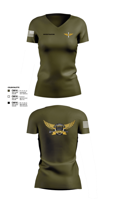 Investigator 95146404 Women's Short Sleeve V-neck Shirt - 101