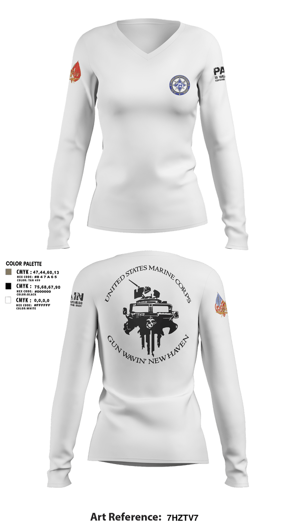 Women's Long Sleeve Vneck Shirt, Maintenance Service Company, Marines, Teamtime, Team time, sublimation, custom sports apparel, team uniforms, spirit wear, spiritwear, sports uniforms, custom shirts, team store, custom team store, fundraiser sports, apparel fundraiser