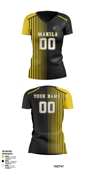 Women's Short Sleeve Vneck Shirt, Manila Middle School Volleyball, Women's Volleyball, Teamtime, Team time, sublimation, custom sports apparel, team uniforms, spirit wear, spiritwear, sports uniforms, custom shirts, team store, custom team store, fundraiser sports, apparel fundraiser