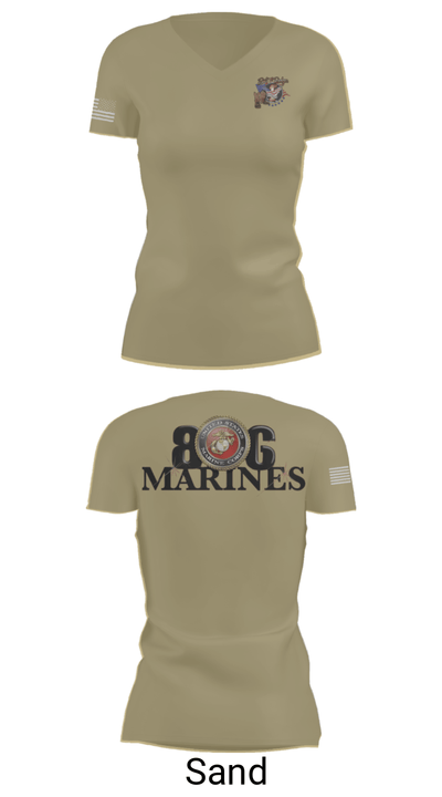 806 Marines 13874790 Women's Short Sleeve V-neck Shirt - 88