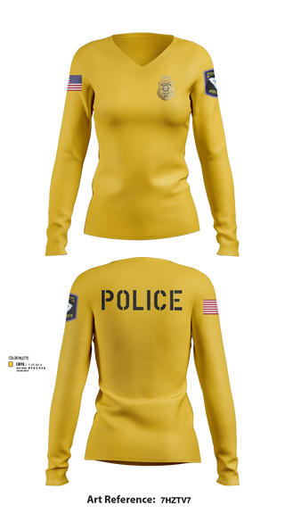 Women's Long Sleeve Vneck Shirt, New Ellenton Police Department, Police, Teamtime, Team time, sublimation, custom sports apparel, team uniforms, spirit wear, spiritwear, sports uniforms, custom shirts, team store, custom team store, fundraiser sports, apparel fundraiser