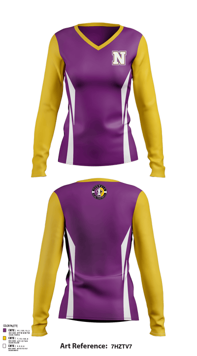 Norwalk Girls Flag Football 63158506 Women's Long Sleeve V-neck Shirt - 1