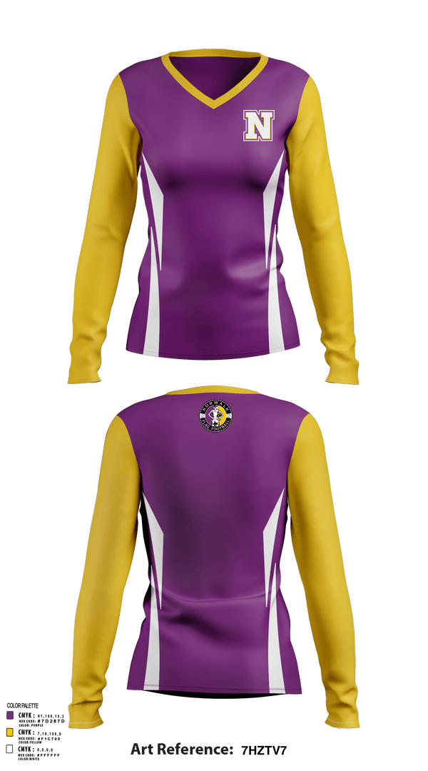 Women's Long Sleeve Vneck Shirt, Norwalk Girls Flag Football, Football, Teamtime, Team time, sublimation, custom sports apparel, team uniforms, spirit wear, spiritwear, sports uniforms, custom shirts, team store, custom team store, fundraiser sports, apparel fundraiser